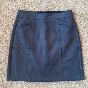 Petite Blue Faux Suede Loft Skirt